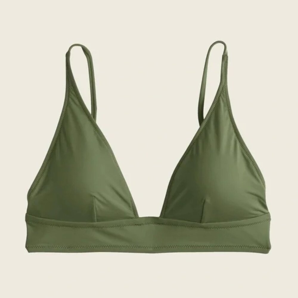 J Crew Safari Green Plunge Bikini Top Small